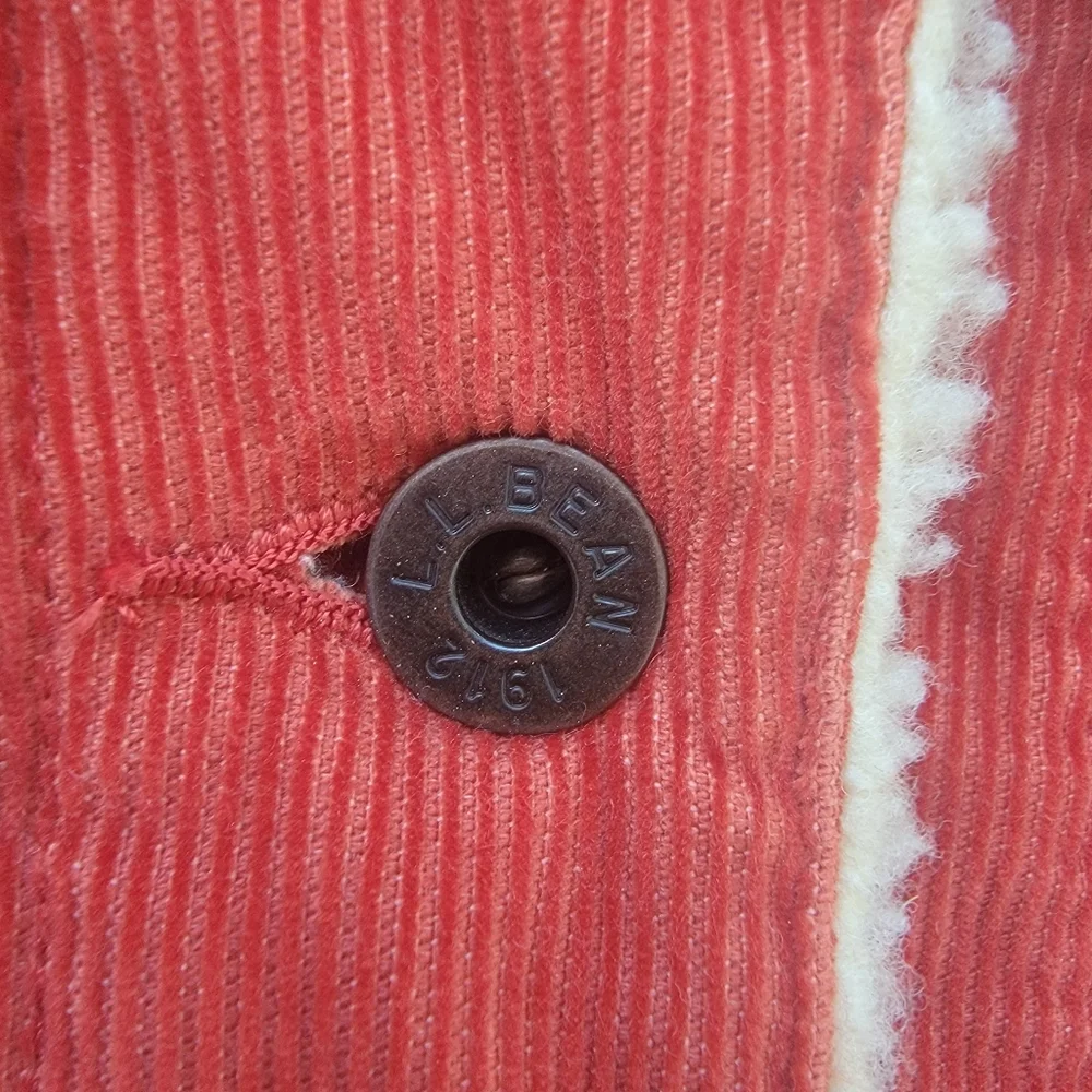 L.L.Bean Vintage Sherpa Lined Corduroy Barn Vest Rust Orange Women’s Medium - Picture 11 of 15